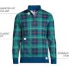 Lands’ End Bedford Rib Quarter Zip Pullover Sweater(Green/Navy/Heritage Red Plaid)