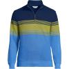 Lands’ End Bedford Rib Quarter Zip Pullover Sweater(Muted Cobalt Placed Stripe)