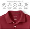 Lands’ End Essentials Men’s Long Sleeve All Day Comfort Polo Shirt – 100% Cotton Won’t Shrink Pill Fade(Garnet)