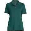 Lands’ End Essentials Women’s Short Sleeve All Day Comfort Polo Shirt – 100% Cotton Won’t Shrink Pill Fade(Evergreen)