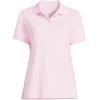 Lands’ End Essentials Women’s Short Sleeve All Day Comfort Polo Shirt – 100% Cotton Won’t Shrink Pill Fade(Ice Pink)