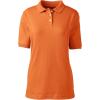 Lands’ End Essentials Women’s Short Sleeve All Day Comfort Polo Shirt – 100% Cotton Won’t Shrink Pill Fade(Orange Spice)