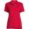 Lands’ End Essentials Women’s Short Sleeve All Day Comfort Polo Shirt – 100% Cotton Won’t Shrink Pill Fade(Red)