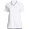 Lands’ End Essentials Women’s Short Sleeve All Day Comfort Polo Shirt – 100% Cotton Won’t Shrink Pill Fade(White)
