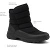 Lands’ End Expedition Quilted Slip On Mens Snow Boots Insulated Winter Boots for Men Waterproof with Hook & Loop Closure, Medium or Wide Width Winter Shoes Size 8 to 13(Black)