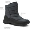 Lands’ End Expedition Quilted Slip On Mens Snow Boots Insulated Winter Boots for Men Waterproof with Hook & Loop Closure, Medium or Wide Width Winter Shoes Size 8 to 13(Dark Grey)