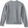 Lands’ End Girls Button Front Cable Cardigan(Gray Heather)