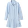 Lands’ End Girls Long Sleeve Mesh Pleated Polo Dress(Blue)