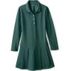 Lands’ End Girls Long Sleeve Mesh Pleated Polo Dress(Evergreen)
