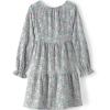 Lands’ End Girls Long Sleeve Velvet Dress(Ivory Dots and Florals)