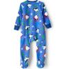 Lands’ End Kids Footed Fleece Sleeper(Blue Winter Penguins)