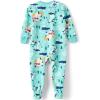 Lands’ End Kids Footed Fleece Sleeper(Light Blue Winter Yetis)
