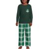 Lands’ End Kids Soft Jersey Pocket Sleep Top – Ultra-Soft Cotton Blend, Tag-Free, Cozy Fit, Fun for Bedtime Comfort(Emerald Plaid)