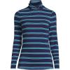 Lands’ End Lightweight Jersey Long Sleeve Turtleneck(Deep Sea/Cyan Stripe)