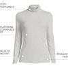 Lands’ End Lightweight Jersey Long Sleeve Turtleneck(Gray Heather)