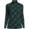 Lands’ End Lightweight Jersey Long Sleeve Turtleneck(Light Emerald Blackwatch Plaid)