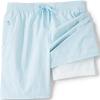 Lands’ End Men’s 9″ Volley Hydroliner Swim Trunks(Light Blue Scales)