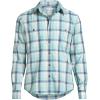 Lands’ End Men’s Coastal Flannel(Mint Sky/Blue Plaid)