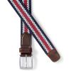 Lands’ End Men’s Elastic Braid Belt(Red White Blue Stripe)