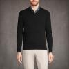 Lands’ End Men’s Fine Gauge Cashmere V-Neck Sweater(Black)