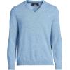 Lands’ End Men’s Fine Gauge Cashmere V-Neck Sweater(Cloudy Blue Heather Donegal)