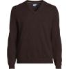 Lands’ End Men’s Fine Gauge Cashmere V-Neck Sweater(Warm Chocolate Donegal)