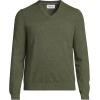 Lands’ End Men’s Fine Gauge Cashmere V-Neck Sweater(Wildwood Moss Heather)