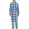 Lands’ End Men’s Flannel Sleepwear Robe(Muted Cobalt Blue Plaid)