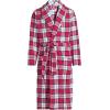 Lands’ End Men’s Fleece Robe(Ivory/Rich Red Plaid)