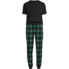 Lands’ End Men’s Knit Jersey Pajama Sleep Set(Rich Clover/Navy Plaid)
