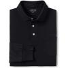 Lands’ End Men’s Long Sleeve American-Grown Supima Cotton Polo Shirt with Pocket(Black)