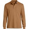 Lands’ End Men’s Long Sleeve American-Grown Supima Cotton Polo Shirt with Pocket(Canyon Camel Heather)