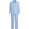 Lands’ End Men’s Long Sleeve Essential Pajama Set(Blue/White Stripe)