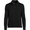 Lands’ End Men’s Long Sleeve Fine Gauge Cotton Quarter Zip Sweater(Black)