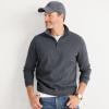 Lands’ End Men’s Long Sleeve Fine Gauge Cotton Quarter Zip Sweater(Charcoal Heather)