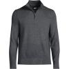 Lands’ End Men’s Long Sleeve Fine Gauge Cotton Quarter Zip Sweater(Charcoal Heather)