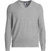 Lands’ End Men’s Long Sleeve Washable Merino Wool V Neck Sweater(Pewter Heather)