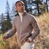 Lands’ End Men’s Quarter Zip Sweater Fleece(Soft Taupe Heather)