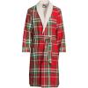 Lands’ End Men’s Sherpa Fleece Lined Flannel Robe(Compass Red/Emerald Plaid)