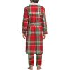 Lands’ End Men’s Sherpa Fleece Lined Flannel Robe(Compass Red/Emerald Plaid)