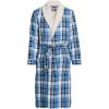 Lands’ End Men’s Sherpa Fleece Lined Flannel Robe(Muted Cobalt Blue Plaid)