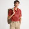 Lands’ End Men’s Short Sleeve American-Grown Supima Cotton Polo Shirt(Burgundy/Persimmon Stripe)