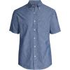 Lands’ End Men’s Short Sleeve Button Down Chambray Shirt(Dark Wash)