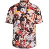 Lands’ End Men’s Short Sleeve Essential Lightweight Poplin(Lush Burgundy Multi Floral)