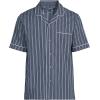 Lands’ End Men’s Short Sleeve Essential Pajama Shirt(Slate Blue Double Stripe)