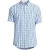 Lands’ End Men’s Short Sleeve Seersucker Shirt(Royal Cobalt Tattersall)