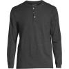 Lands’ End Men’s Super-T Long Sleeve Henley Shirt(Dark Charcoal Heather)