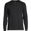 Lands’ End Men’s Super-T Long Sleeve T-Shirt with Pocket(Black)