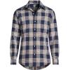 Lands’ End Men’s Tailored Fit No Iron Twill Long Sleeve Shirt(Deep Sea Navy/Burgundy Plaid)