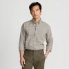 Lands’ End Men’s Tailored Fit No Iron Twill Long Sleeve Shirt(Light Mushroom Check)